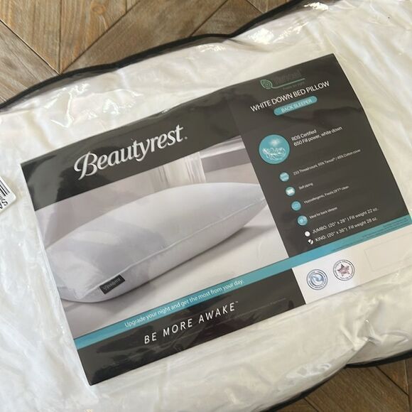 New Beautyrest 650 Fill Power Down Medium/Firm Pillow, King, Back Sleeper - Picture 1 of 6